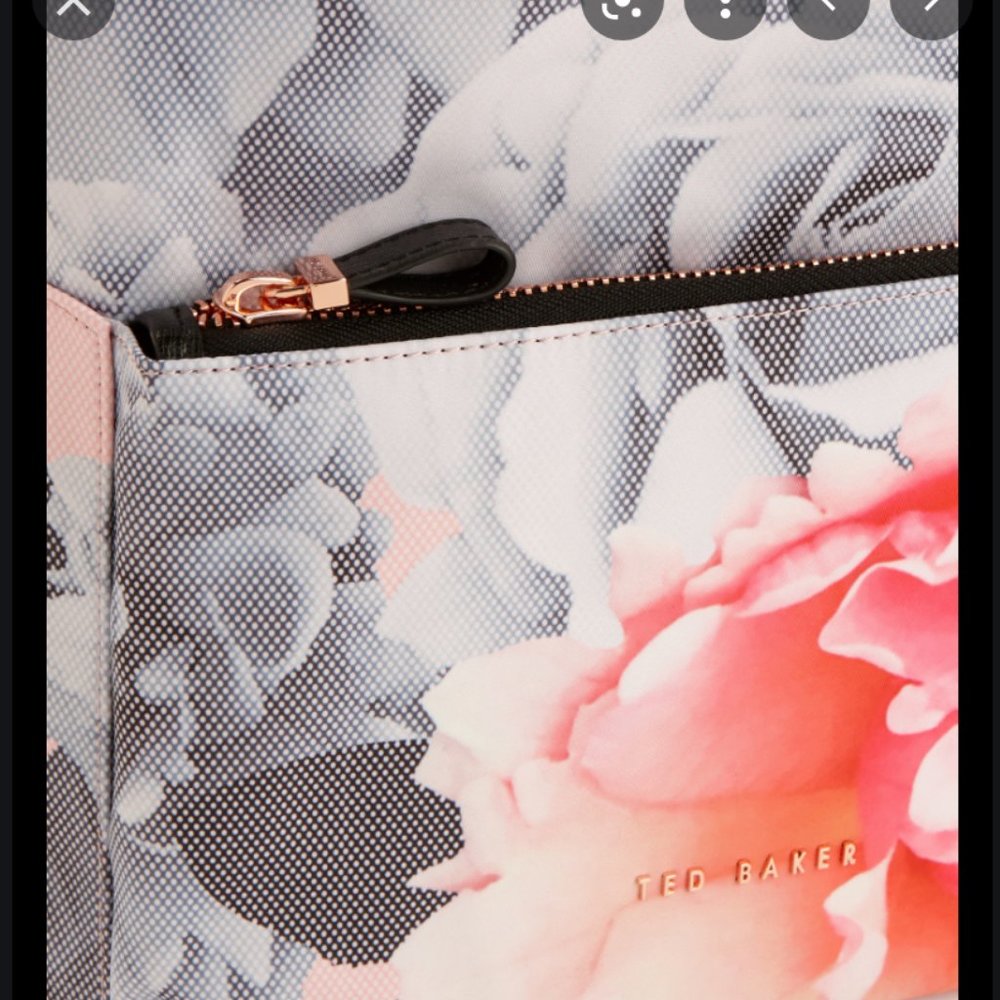 Ted Baker pink floral Monorose Print Backpack knapsack bag nwt - Picture 5 of 11